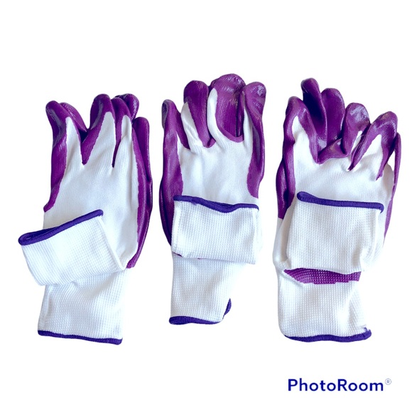 NEW NITRILE PALM GARDENING GLOVES 3 Pairs Women’s NWOT - Picture 4 of 9